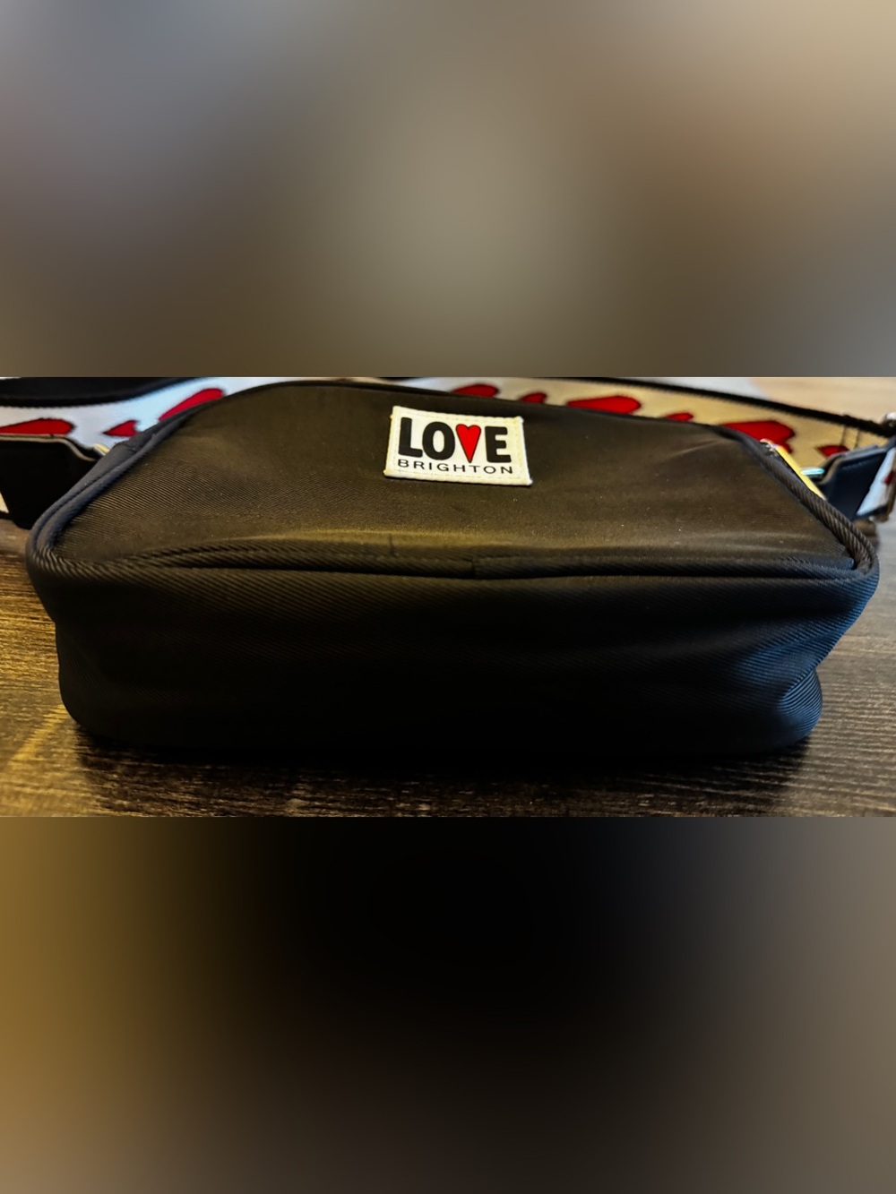Brighton Love Essentials Heart Strap Crossbody Bag Black Nylon EUC - Picture 12 of 16